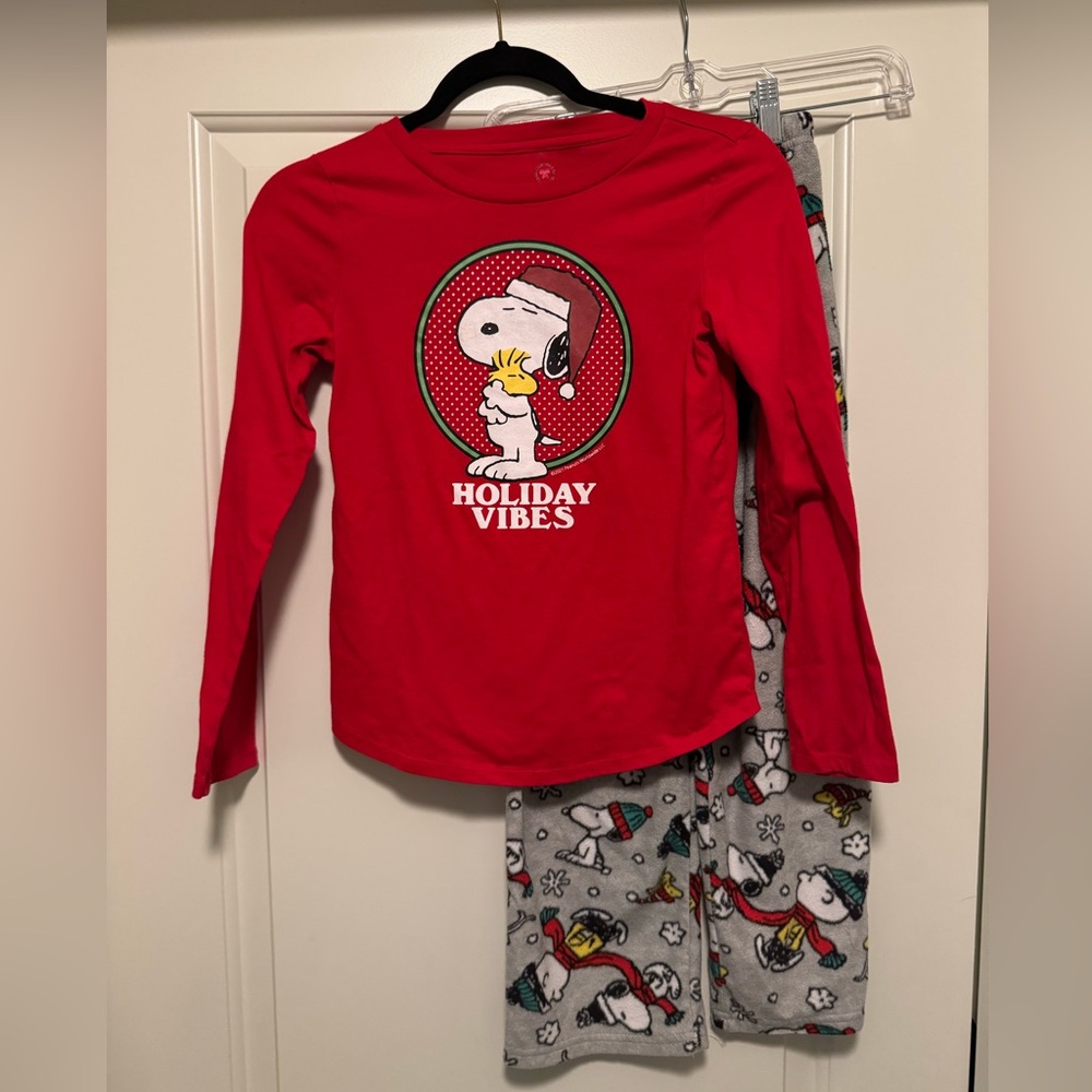 Red Snoopy Holiday Pajama Set Girls 10